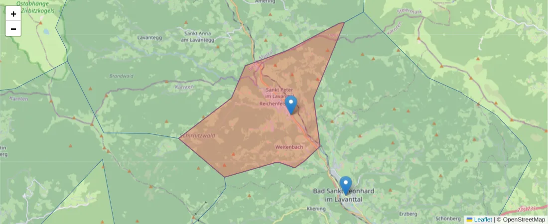 Karte des Postleitzahlen Bereichs  und der umliegenden Postleitzahlen in Deutschland