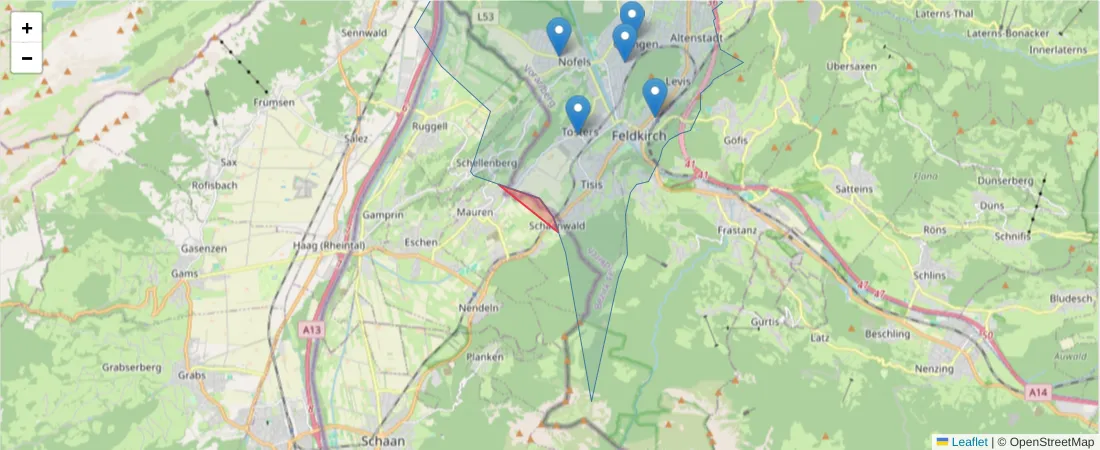 Karte des Postleitzahlen Bereichs  und der umliegenden Postleitzahlen in Deutschland