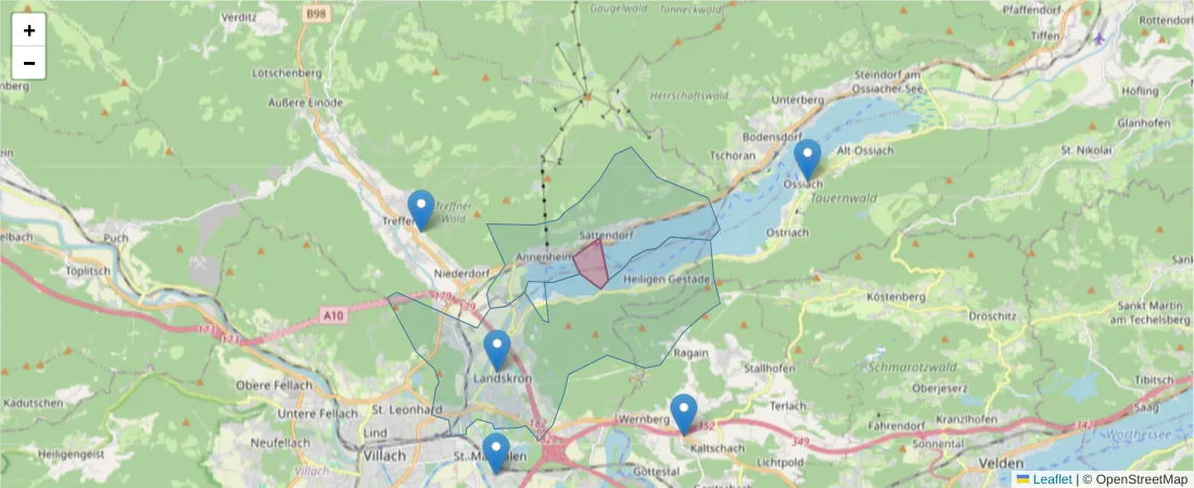 Karte des Postleitzahlen Bereichs  und der umliegenden Postleitzahlen in Deutschland