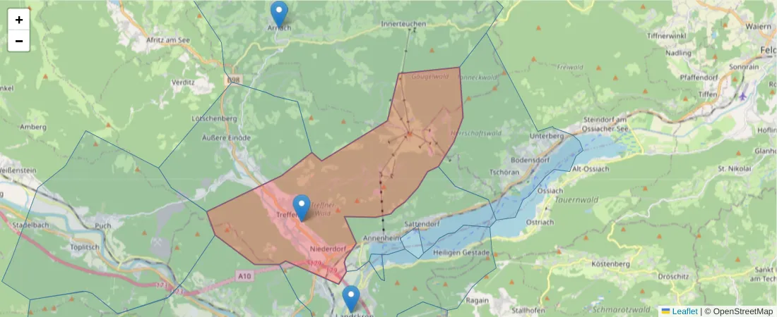Karte des Postleitzahlen Bereichs  und der umliegenden Postleitzahlen in Deutschland