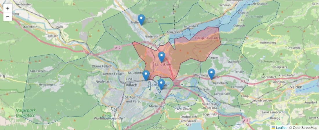 Karte des Postleitzahlen Bereichs  und der umliegenden Postleitzahlen in Deutschland
