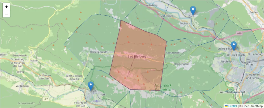 Karte des Postleitzahlen Bereichs  und der umliegenden Postleitzahlen in Deutschland