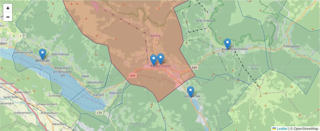 Karte des Postleitzahlen Bereichs  und der umliegenden Postleitzahlen in Deutschland