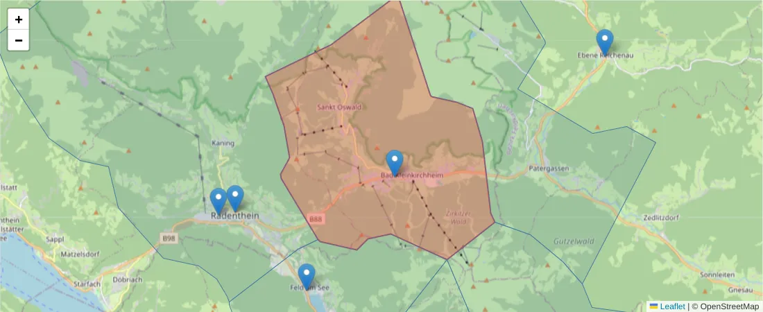 Karte des Postleitzahlen Bereichs  und der umliegenden Postleitzahlen in Deutschland