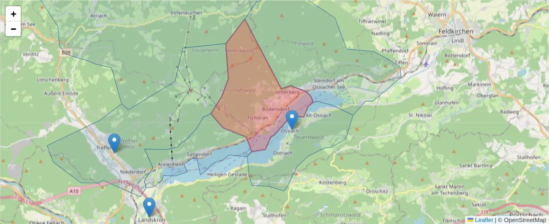 Karte des Postleitzahlen Bereichs  und der umliegenden Postleitzahlen in Deutschland