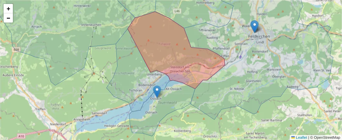Karte des Postleitzahlen Bereichs  und der umliegenden Postleitzahlen in Deutschland