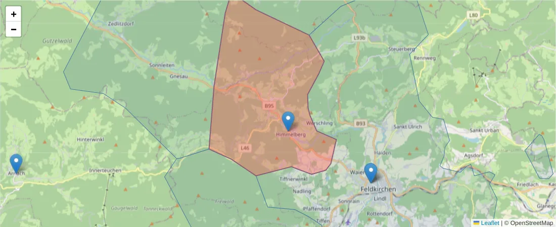 Karte des Postleitzahlen Bereichs  und der umliegenden Postleitzahlen in Deutschland