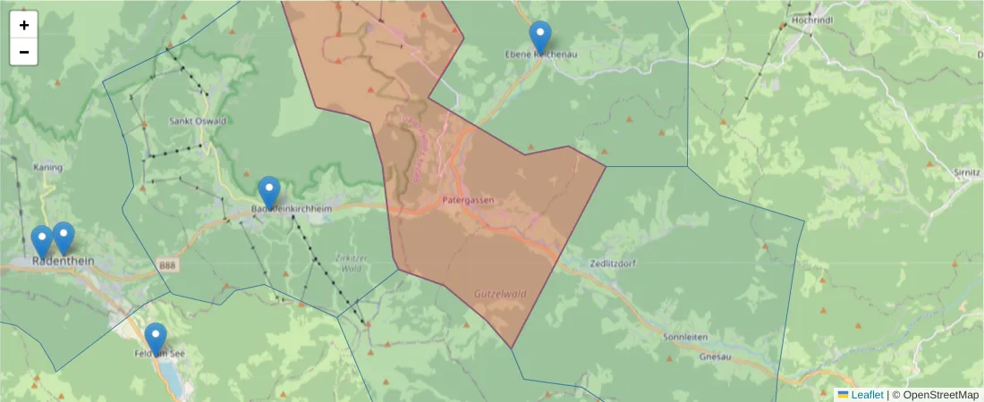 Karte des Postleitzahlen Bereichs  und der umliegenden Postleitzahlen in Deutschland