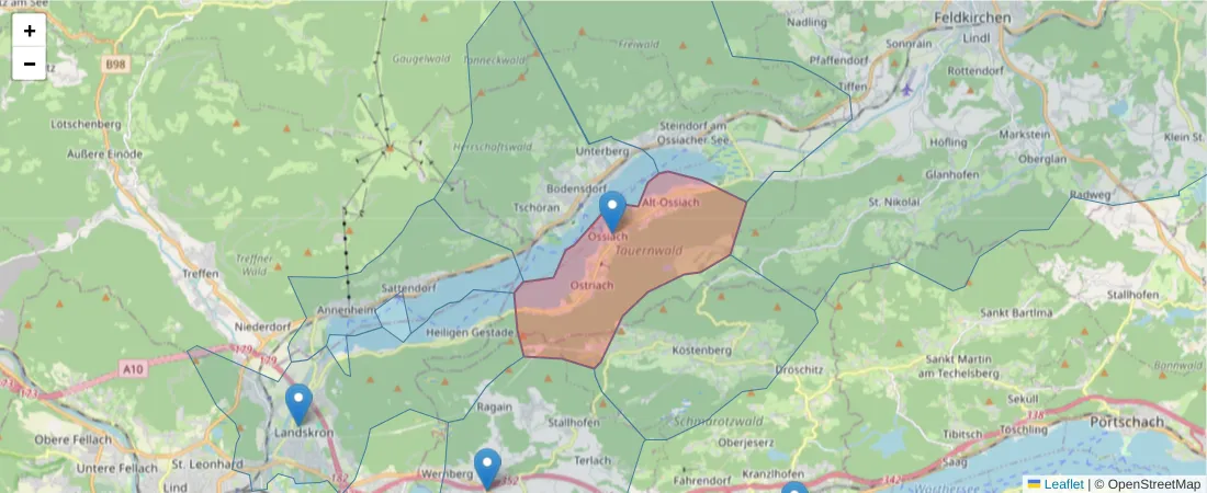 Karte des Postleitzahlen Bereichs  und der umliegenden Postleitzahlen in Deutschland