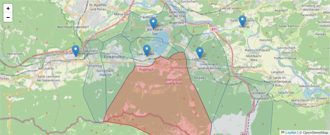 Karte des Postleitzahlen Bereichs  und der umliegenden Postleitzahlen in Deutschland