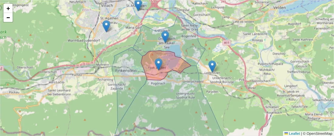 Karte des Postleitzahlen Bereichs  und der umliegenden Postleitzahlen in Deutschland