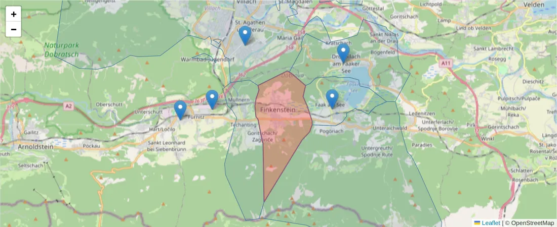 Karte des Postleitzahlen Bereichs  und der umliegenden Postleitzahlen in Deutschland