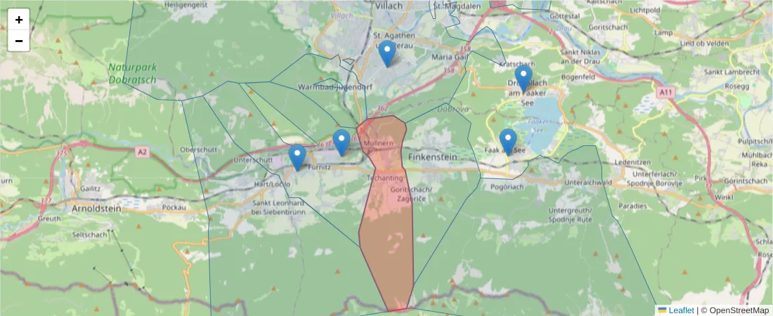 Karte des Postleitzahlen Bereichs  und der umliegenden Postleitzahlen in Deutschland
