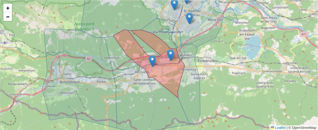 Karte des Postleitzahlen Bereichs  und der umliegenden Postleitzahlen in Deutschland
