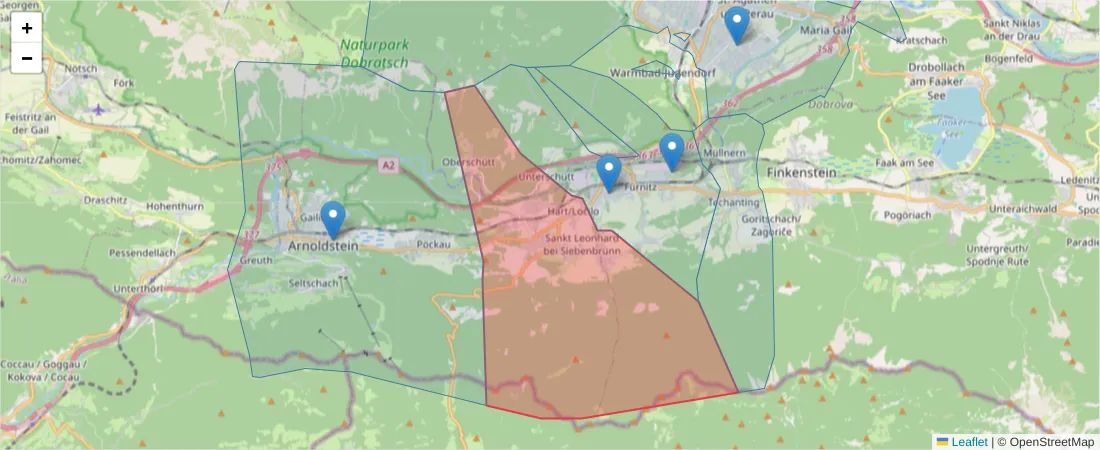 Karte des Postleitzahlen Bereichs  und der umliegenden Postleitzahlen in Deutschland