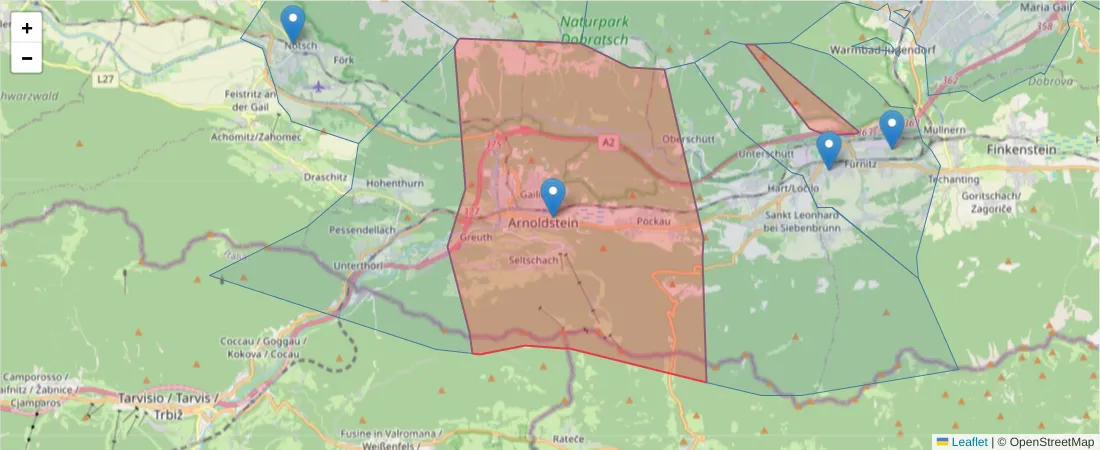 Karte des Postleitzahlen Bereichs  und der umliegenden Postleitzahlen in Deutschland