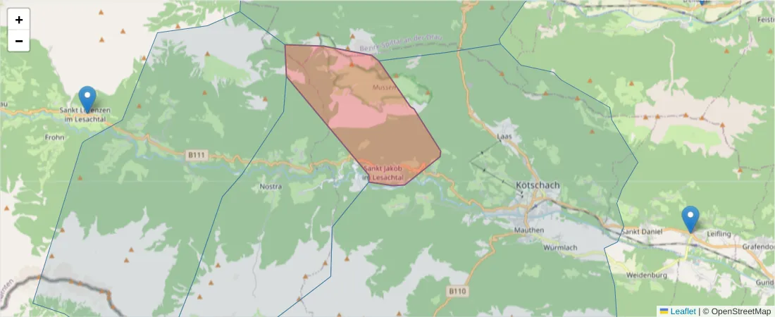 Karte des Postleitzahlen Bereichs  und der umliegenden Postleitzahlen in Deutschland