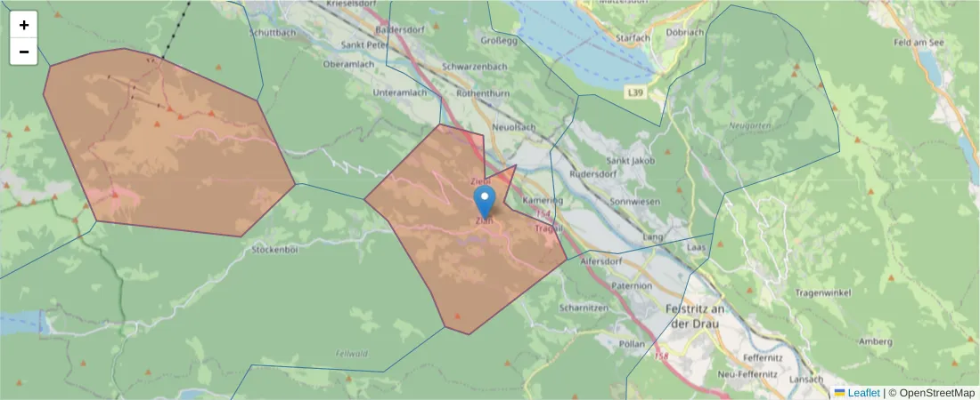 Karte des Postleitzahlen Bereichs  und der umliegenden Postleitzahlen in Deutschland