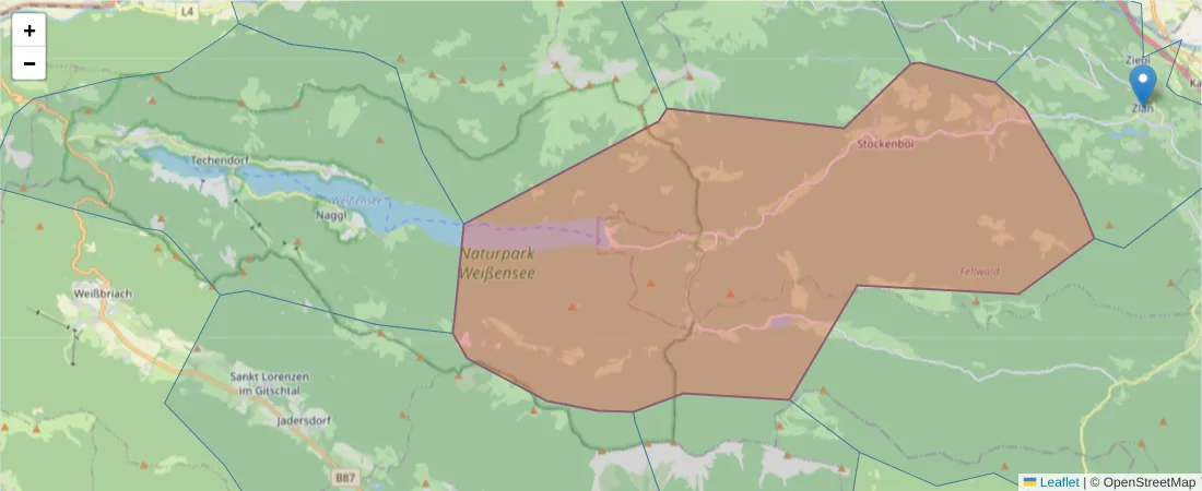 Karte des Postleitzahlen Bereichs  und der umliegenden Postleitzahlen in Deutschland