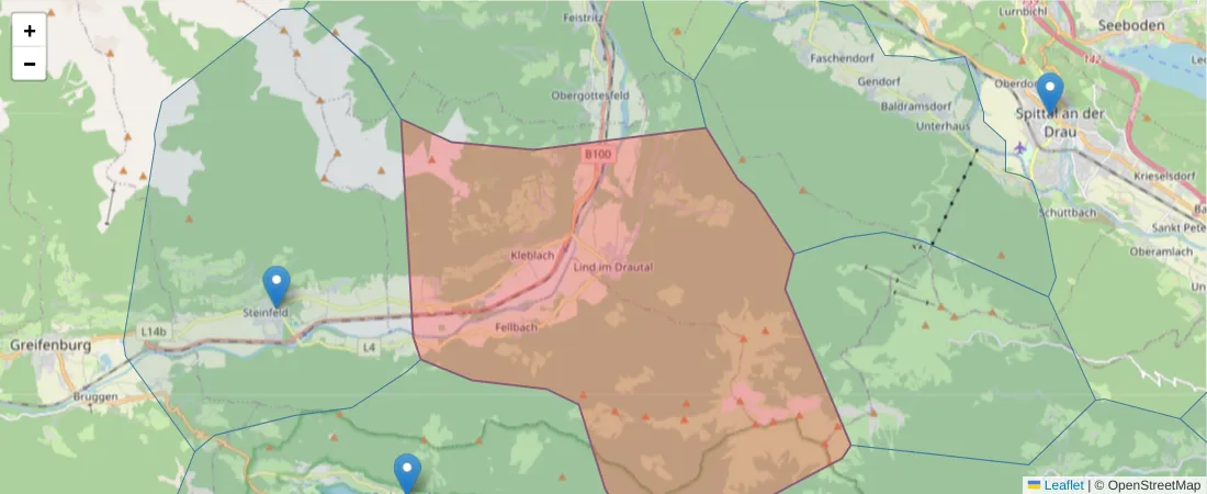 Karte des Postleitzahlen Bereichs  und der umliegenden Postleitzahlen in Deutschland