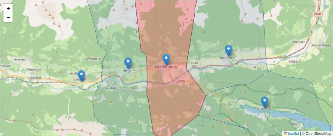 Karte des Postleitzahlen Bereichs  und der umliegenden Postleitzahlen in Deutschland