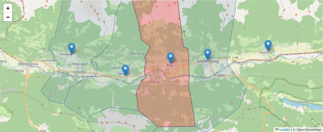 Karte des Postleitzahlen Bereichs  und der umliegenden Postleitzahlen in Deutschland