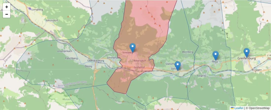 Karte des Postleitzahlen Bereichs  und der umliegenden Postleitzahlen in Deutschland