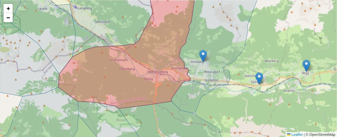 Karte des Postleitzahlen Bereichs  und der umliegenden Postleitzahlen in Deutschland