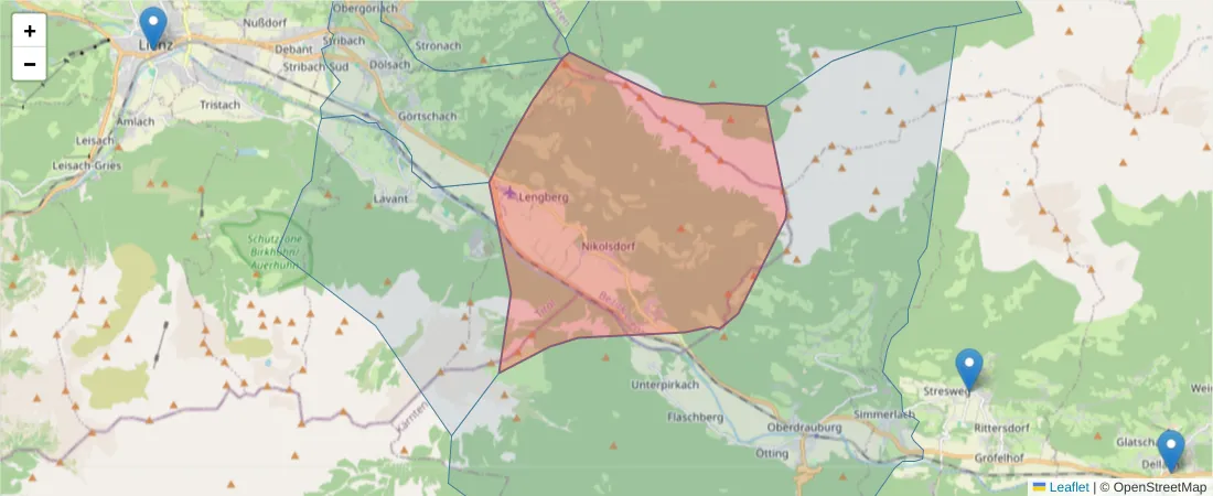 Karte des Postleitzahlen Bereichs  und der umliegenden Postleitzahlen in Deutschland