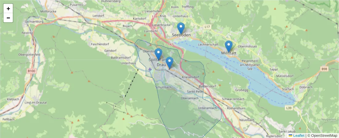 Karte des Postleitzahlen Bereichs  und der umliegenden Postleitzahlen in Deutschland