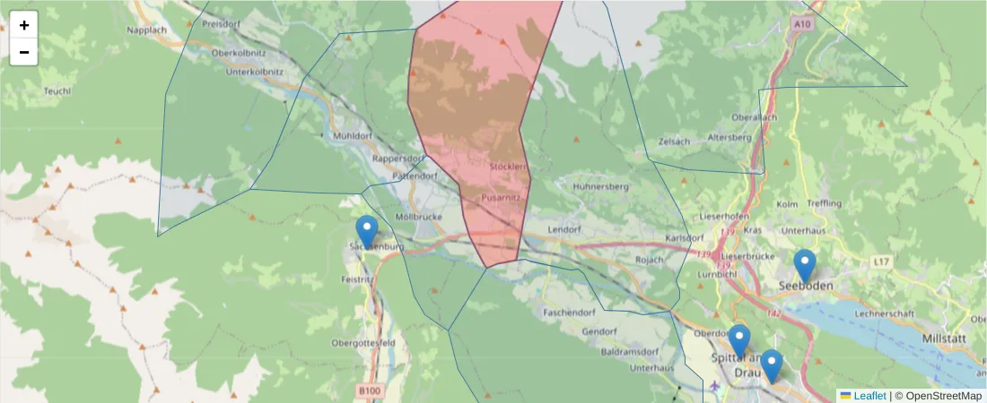 Karte des Postleitzahlen Bereichs  und der umliegenden Postleitzahlen in Deutschland