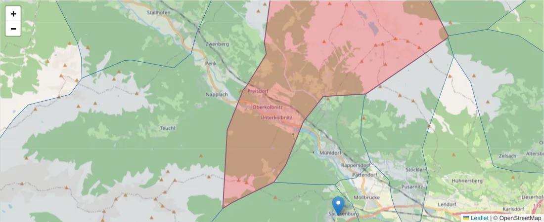 Karte des Postleitzahlen Bereichs  und der umliegenden Postleitzahlen in Deutschland