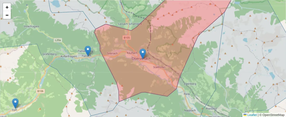 Karte des Postleitzahlen Bereichs  und der umliegenden Postleitzahlen in Deutschland