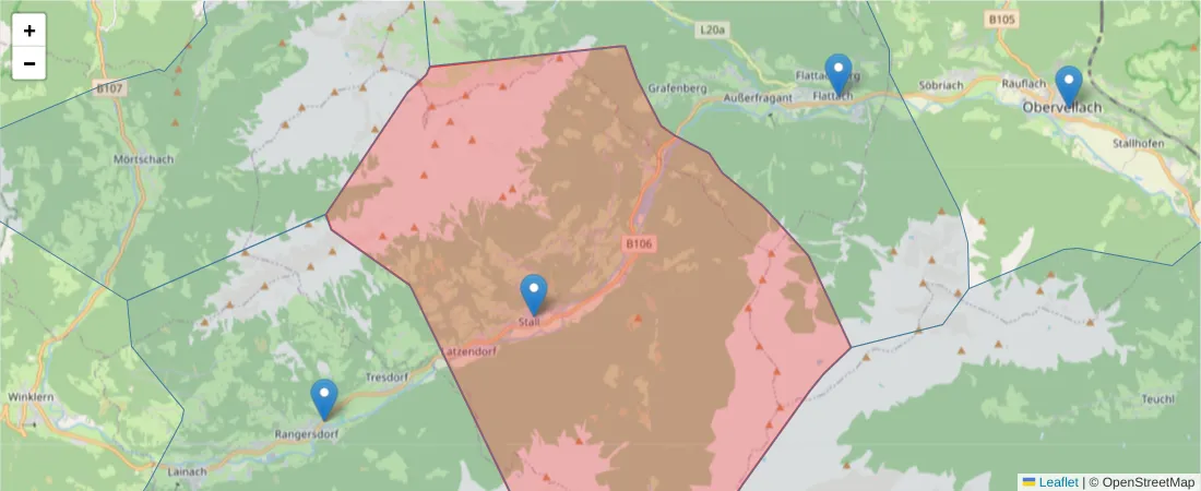 Karte des Postleitzahlen Bereichs  und der umliegenden Postleitzahlen in Deutschland