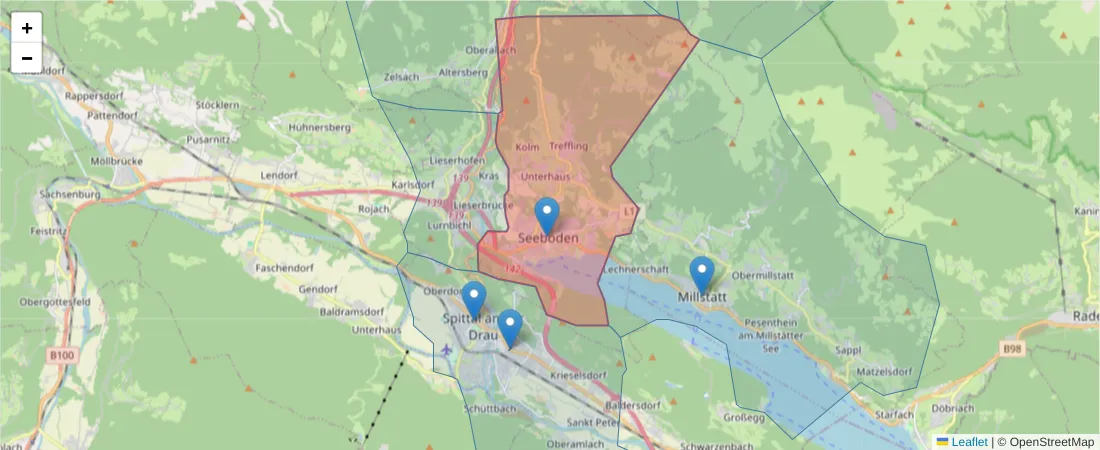 Karte des Postleitzahlen Bereichs  und der umliegenden Postleitzahlen in Deutschland