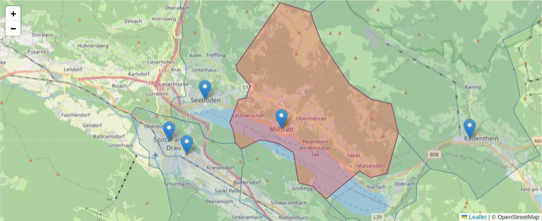 Karte des Postleitzahlen Bereichs  und der umliegenden Postleitzahlen in Deutschland