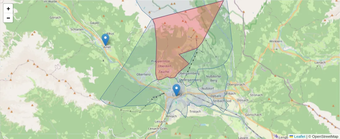 Karte des Postleitzahlen Bereichs  und der umliegenden Postleitzahlen in Deutschland