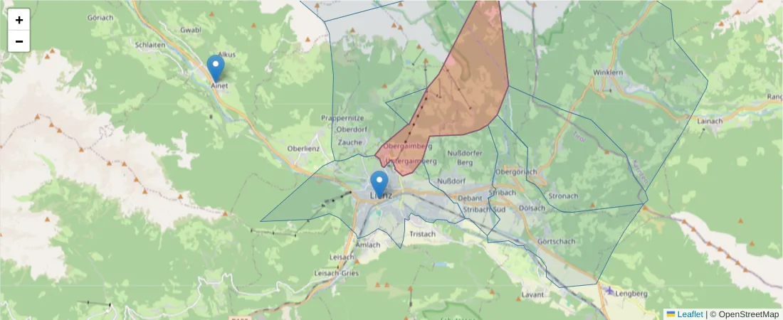 Karte des Postleitzahlen Bereichs  und der umliegenden Postleitzahlen in Deutschland