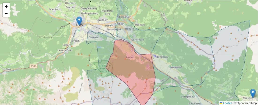 Karte des Postleitzahlen Bereichs  und der umliegenden Postleitzahlen in Deutschland