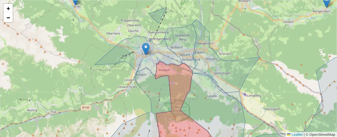 Karte des Postleitzahlen Bereichs  und der umliegenden Postleitzahlen in Deutschland
