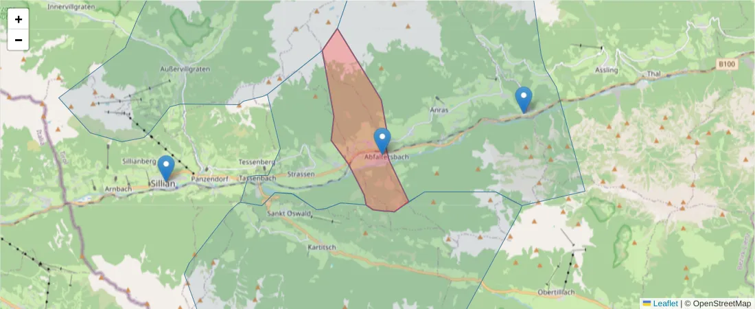 Karte des Postleitzahlen Bereichs  und der umliegenden Postleitzahlen in Deutschland
