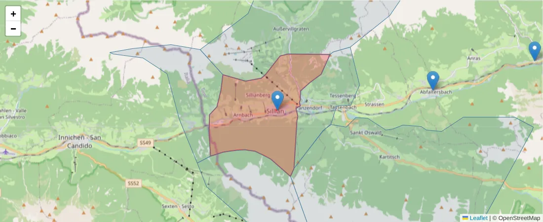 Karte des Postleitzahlen Bereichs  und der umliegenden Postleitzahlen in Deutschland