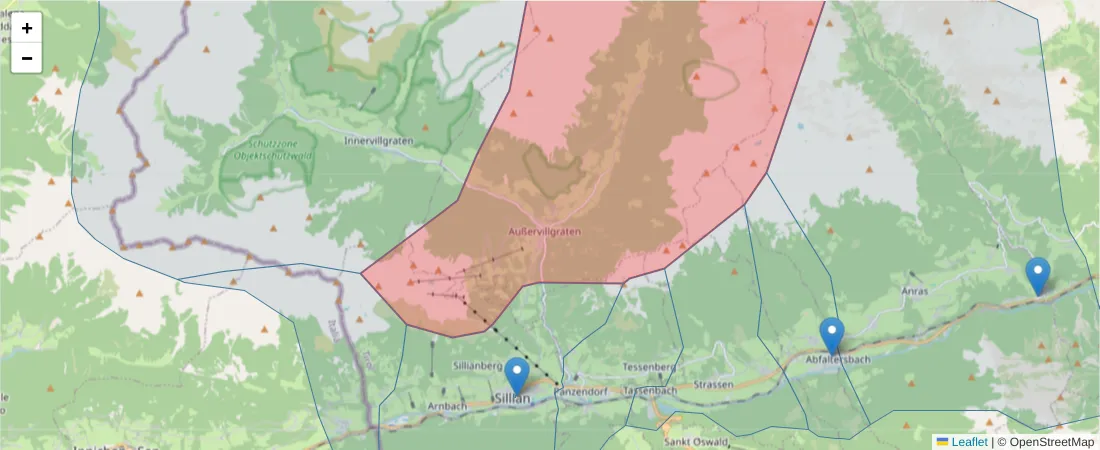 Karte des Postleitzahlen Bereichs  und der umliegenden Postleitzahlen in Deutschland