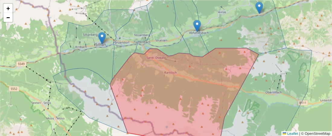 Karte des Postleitzahlen Bereichs  und der umliegenden Postleitzahlen in Deutschland