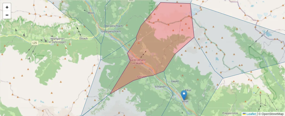 Karte des Postleitzahlen Bereichs  und der umliegenden Postleitzahlen in Deutschland