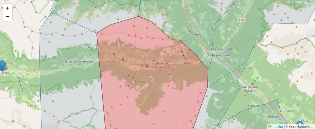 Karte des Postleitzahlen Bereichs  und der umliegenden Postleitzahlen in Deutschland